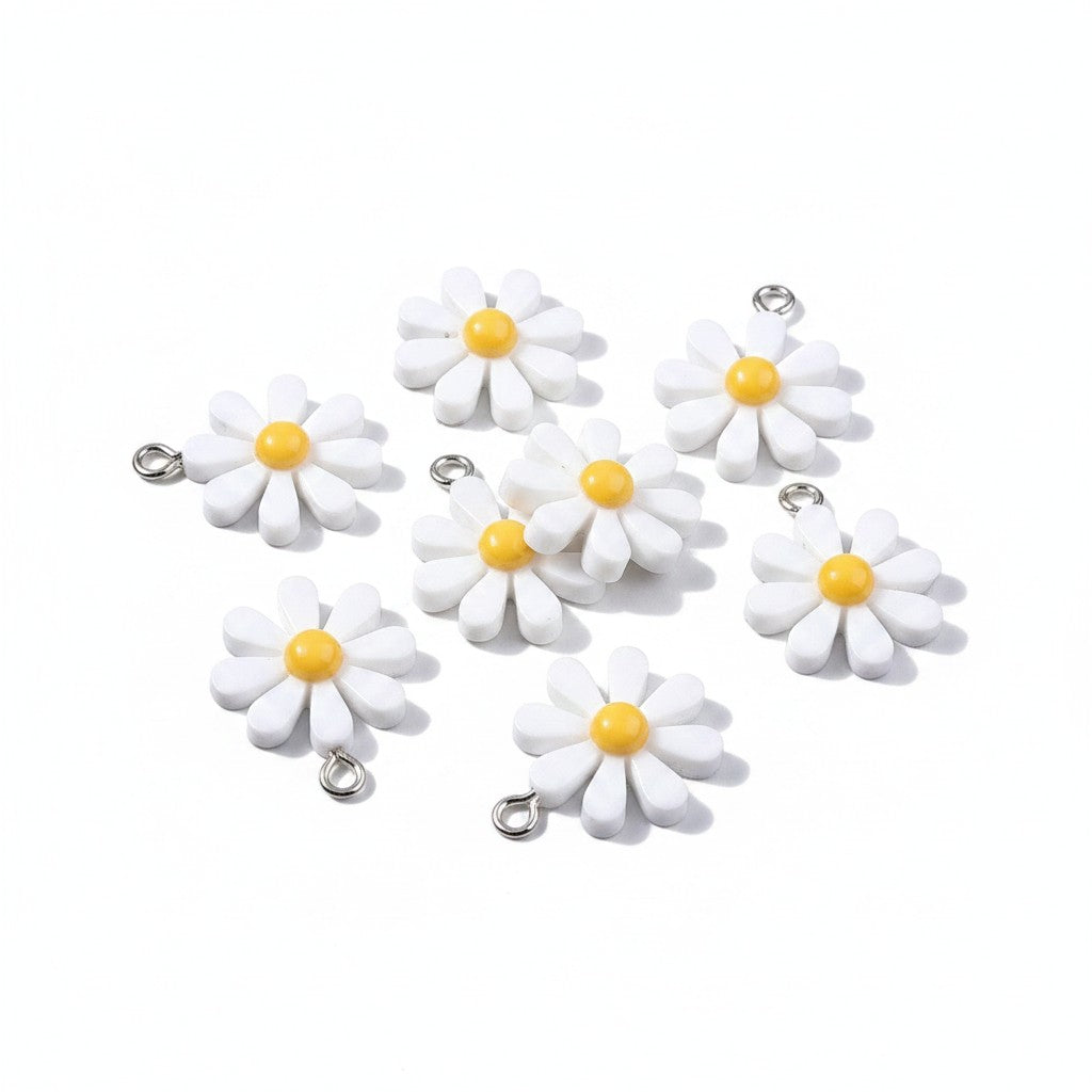 Daisy Flower Charms - Pack of 10