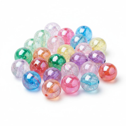 Acrylic Beads with Glitter - 20mm