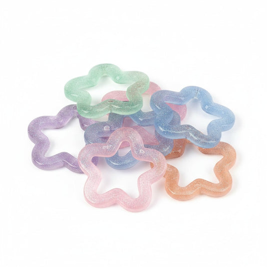 Acrylic Glitter Star Pendants - 10 Pack
