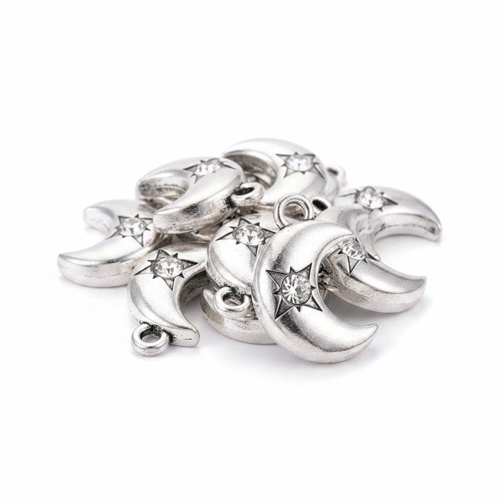 Moon Rhinestone Charm - 5 Pack