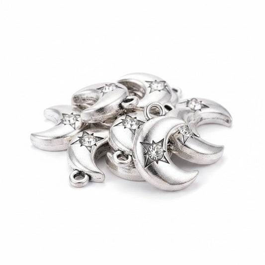 Moon Rhinestone Charm - 5 Pack