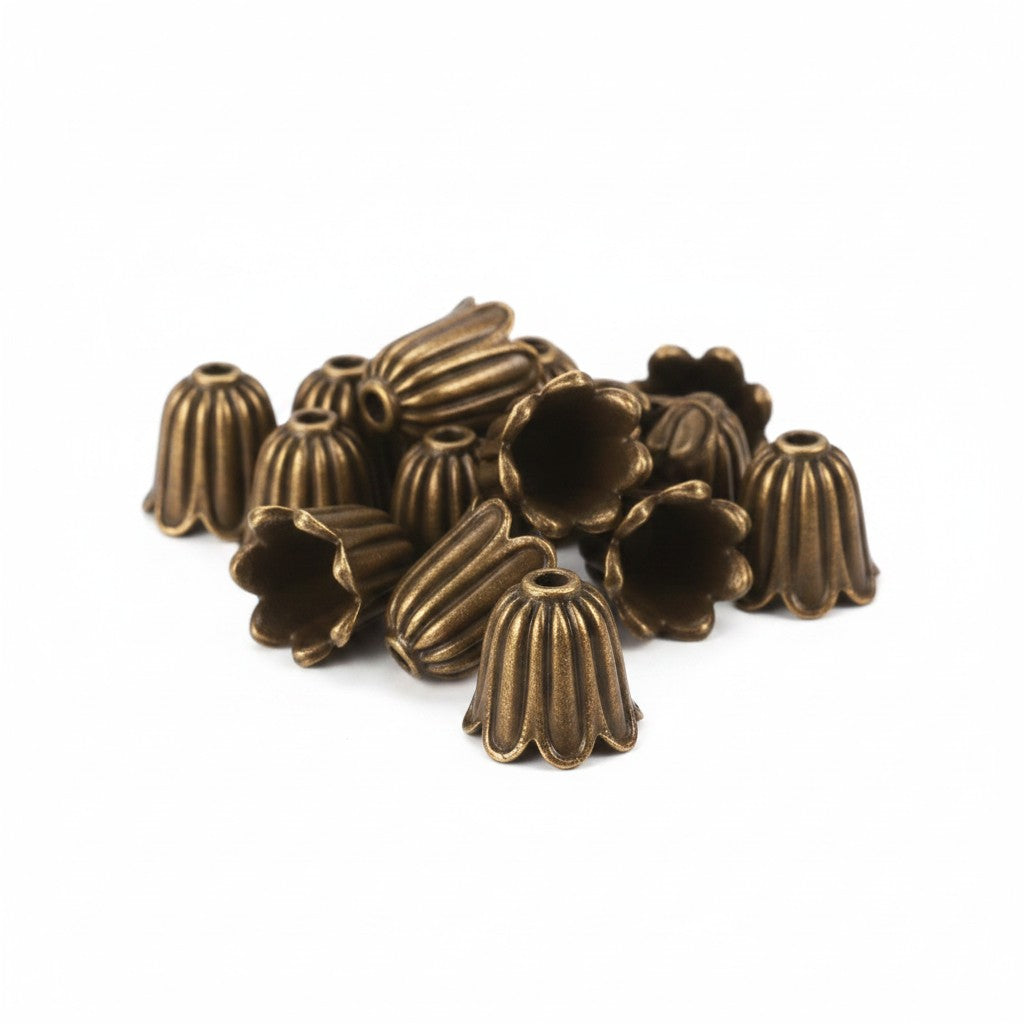 Flower Bronze Tone 10mm Bead Caps - Pack of 20