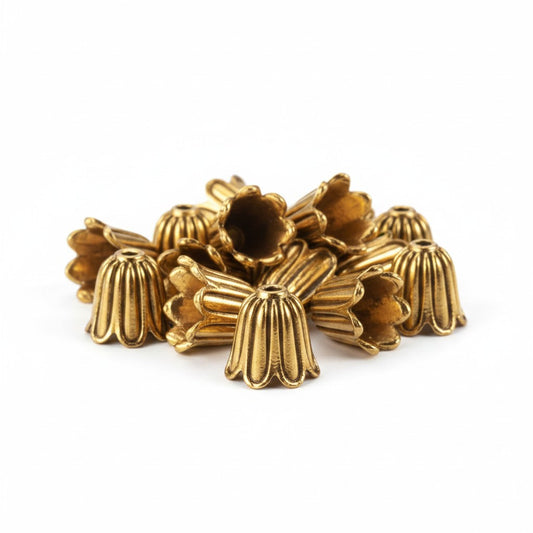 Flower Gold Tone 10mm Bead Caps - Pack of 20