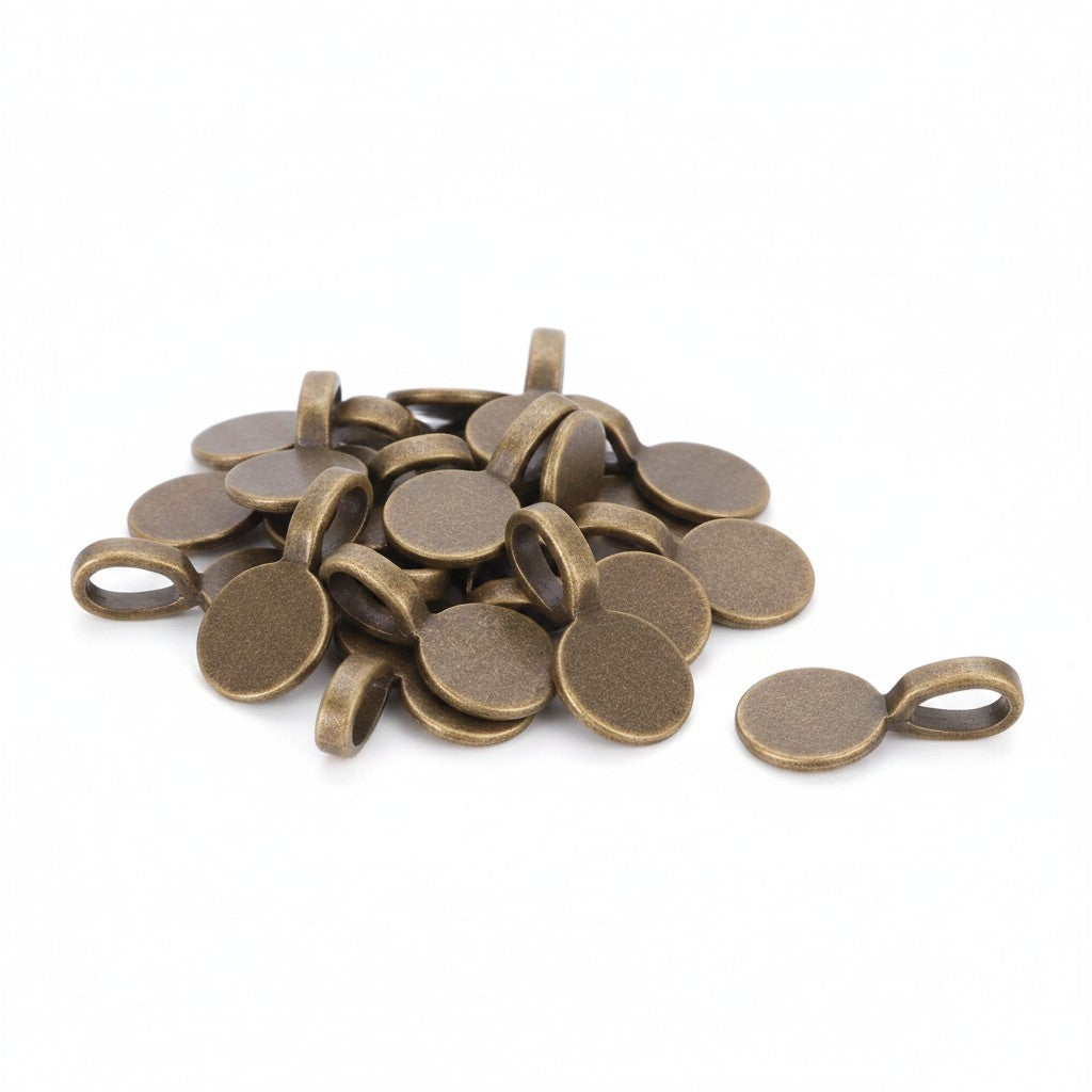 Flat Round Pad Pendant Bails - 20 Pack