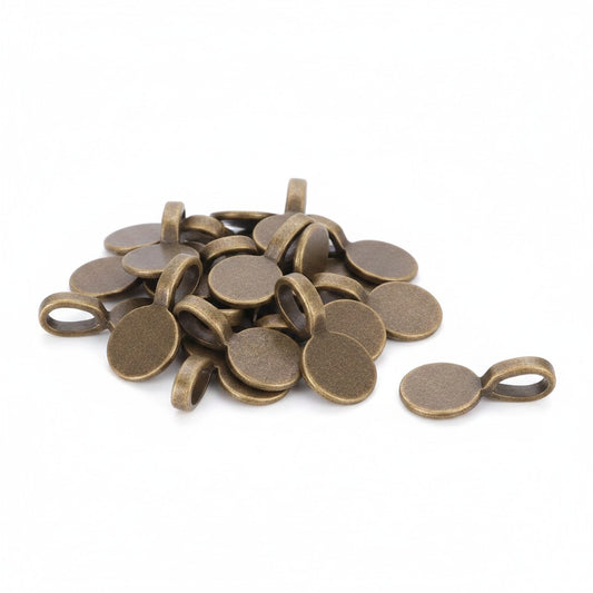 Flat Round Pad Pendant Bails - 20 Pack