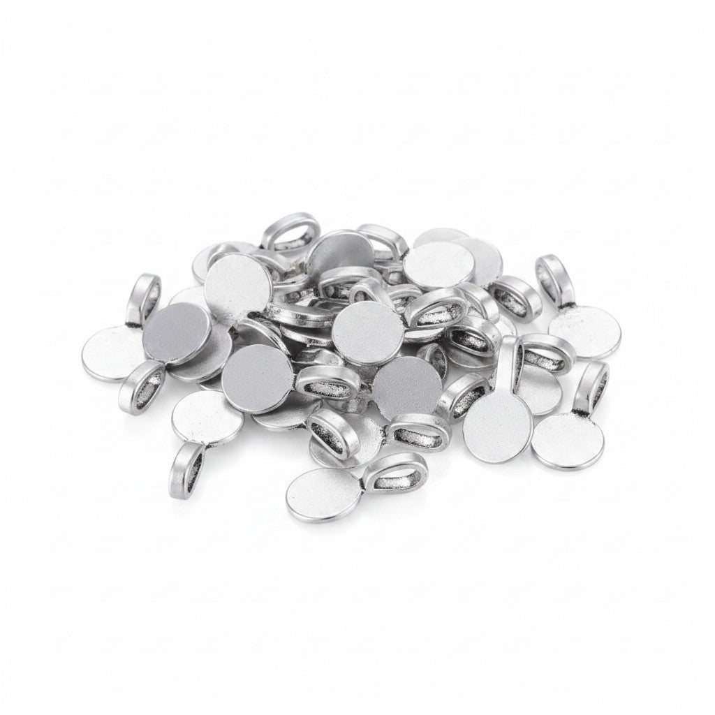 Flat Round Pad Pendant Bails - 20 Pack