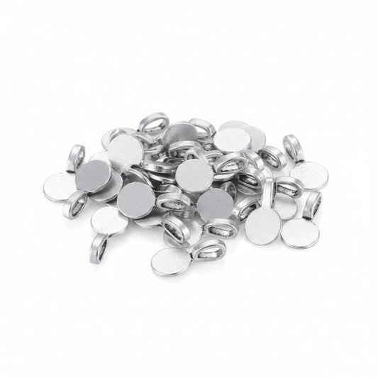 Flat Round Pad Pendant Bails - 20 Pack