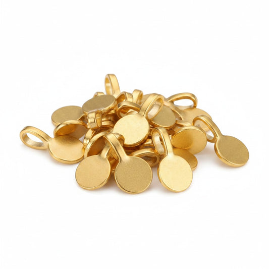 Flat Round Pad Pendant Bails - 20 Pack