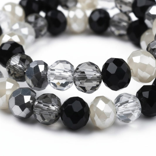 Strand of Electroplate Faceted Mixed Glass Beads - 6x5mm