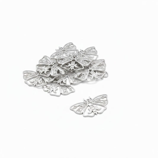 Butterfly Pendant Silver Tone - 22x37mm