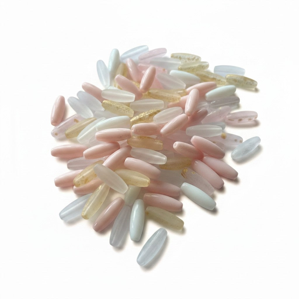 Rice Oblong Shaped Glass Beads - Size 12mm