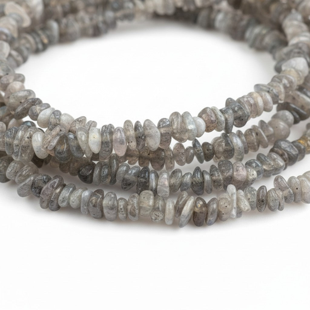Strand of Grey Moonstone Gemstone Chip Beads - size 3-5mm
