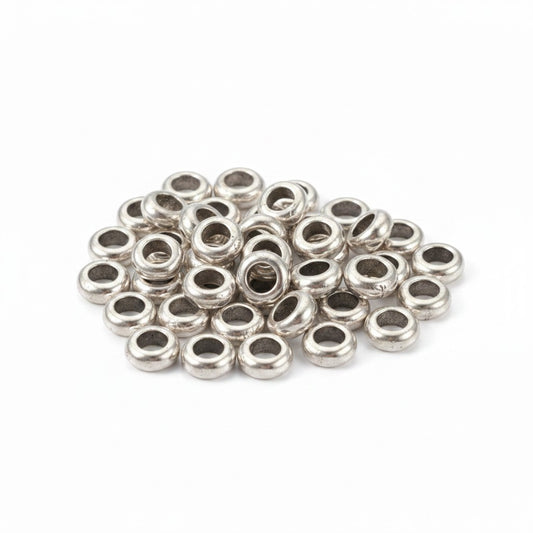 Rondelle Spacer Beads Antique Silver - Pack of 30