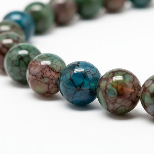 Strand of Mixed Colour Glass Beads - 8mm