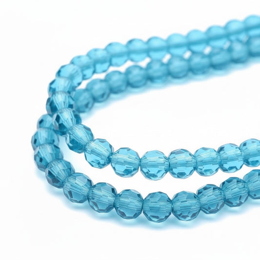 Strand of Steel Blue Glass Beads - Size 4mm