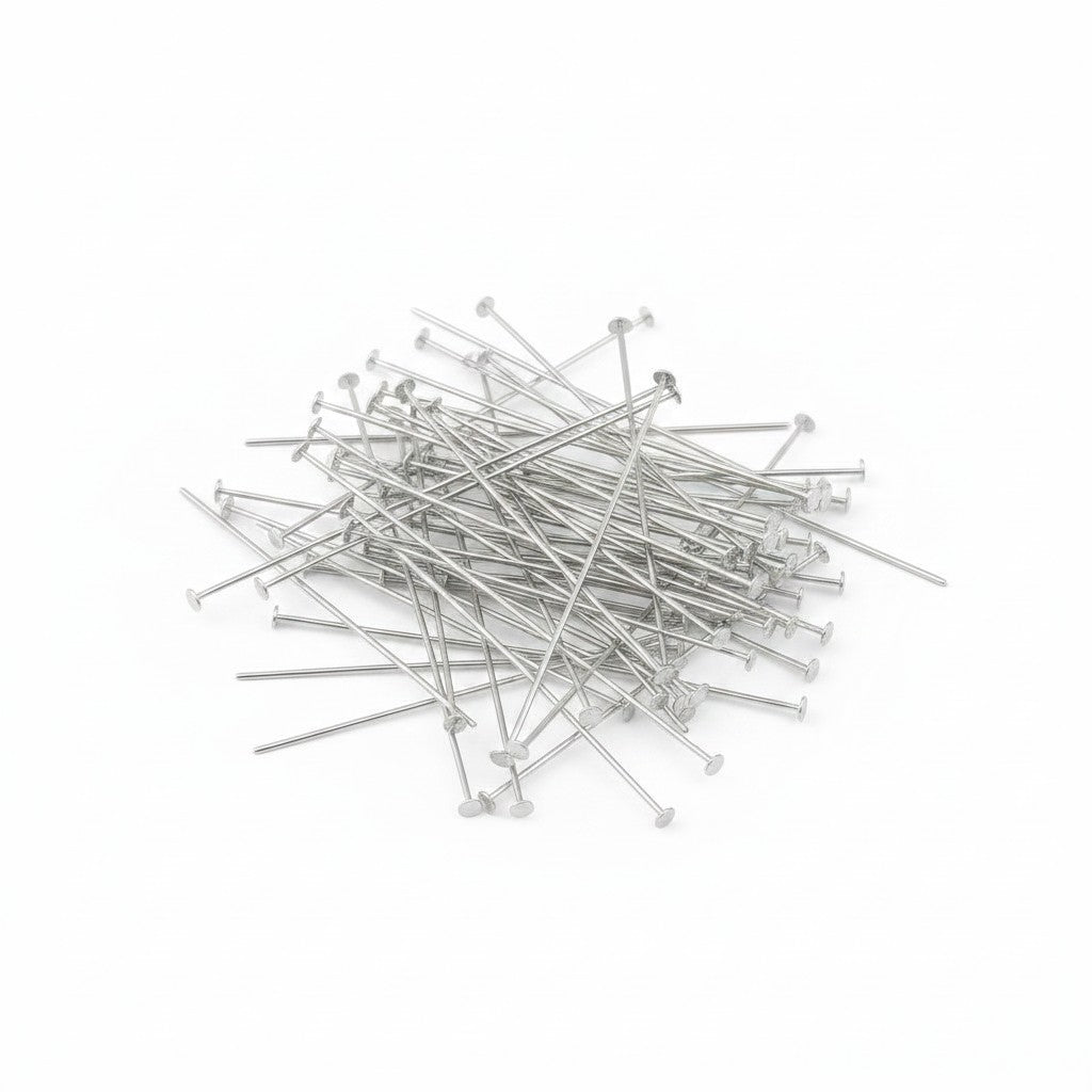 Head Pins 50mm Silver Tone - 25g Pack