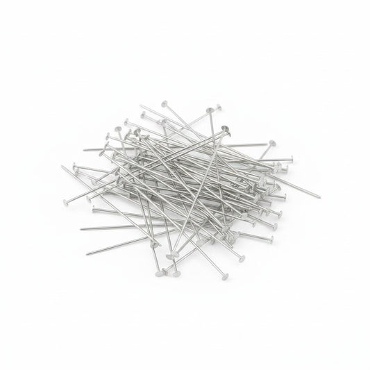 Head Pins 50mm Silver Tone - 25g Pack