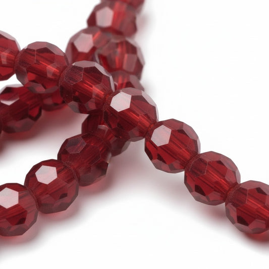Strand of Dark Red Glass Beads - 4mm