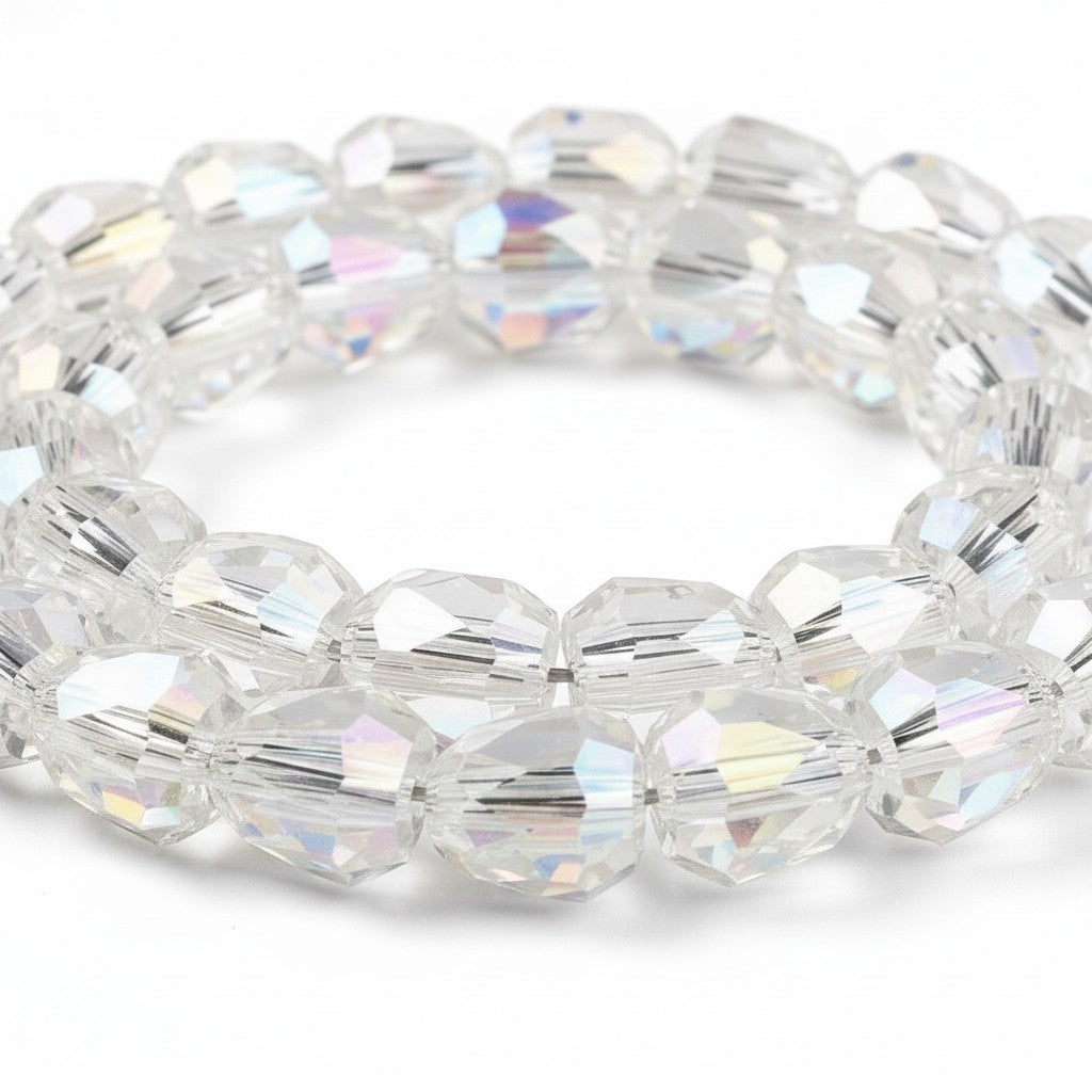 Strand of Electroplate Clear Glass Beads - 4mm