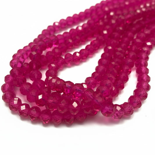 Strand of Cerise Glass Beads - Size 8x6mm