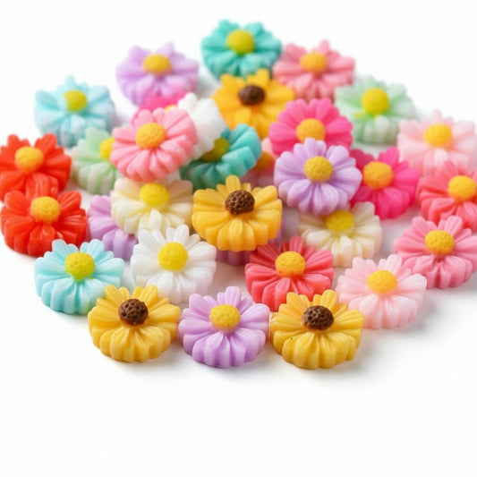 Flower Mixed Colour Embellishments - Pack of 10