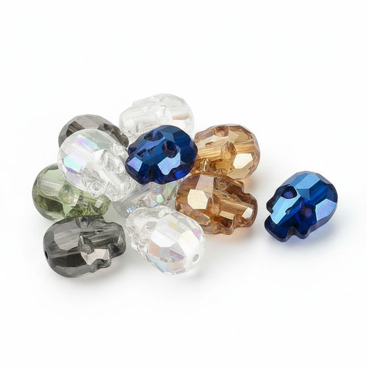 Glass Rhinestone Skull Embellishments - Pack of 10
