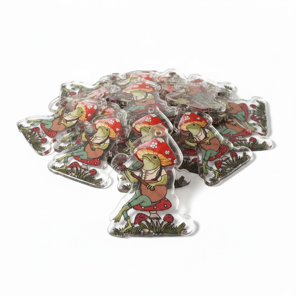 Mushroom Frog Acrylic Pendant - Size 37.5x26mm