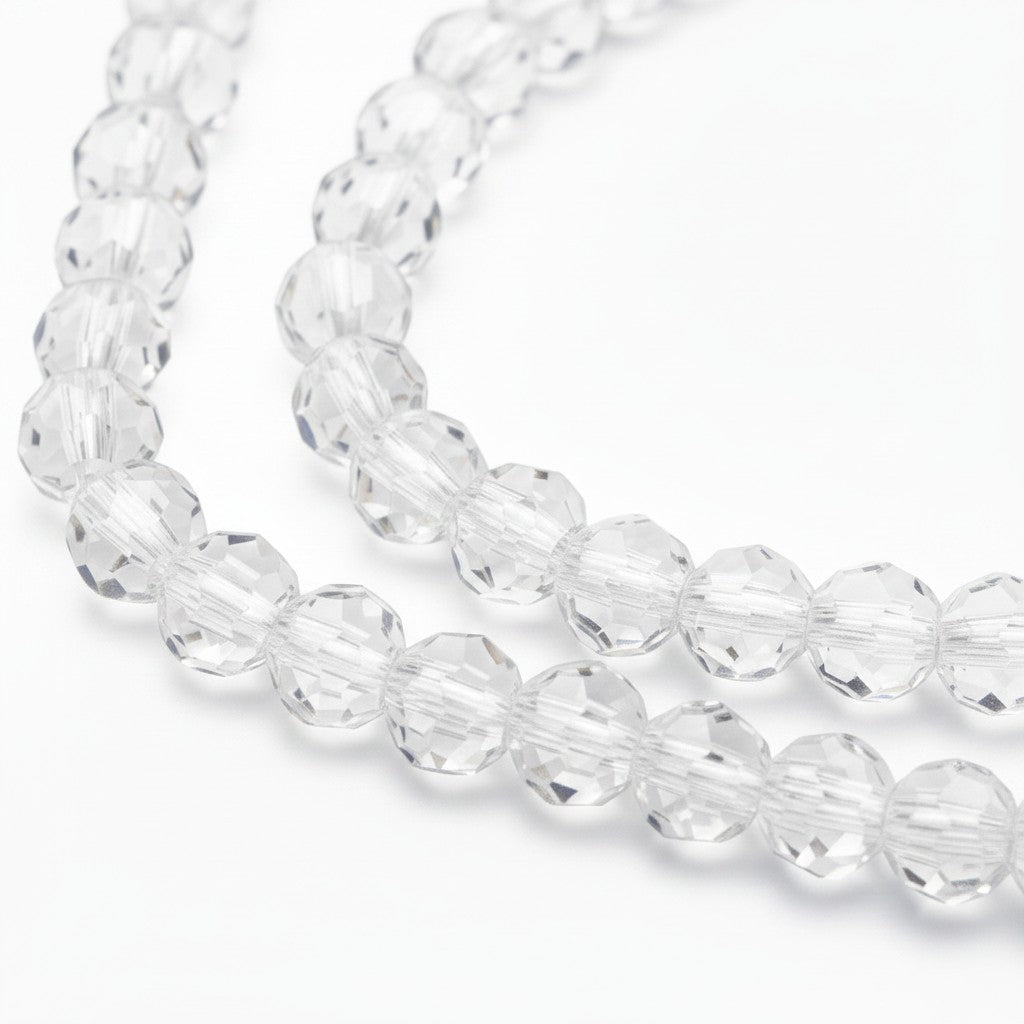 Strand of Faceted Clear Glass Beads - 4mm