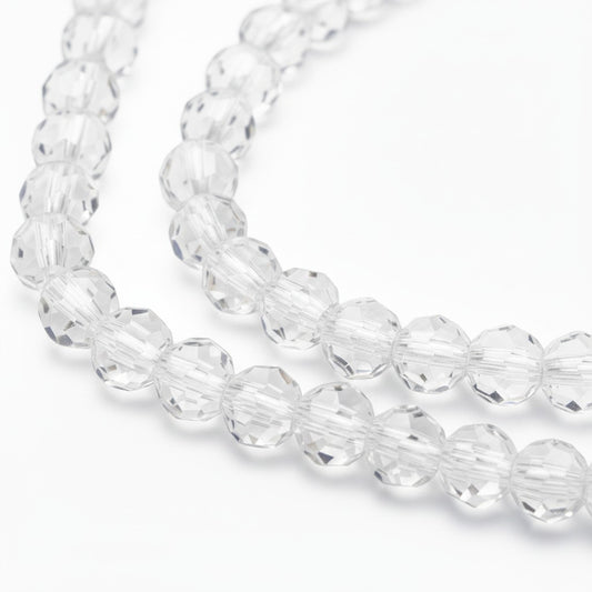 Strand of Faceted Clear Glass Beads - 4mm