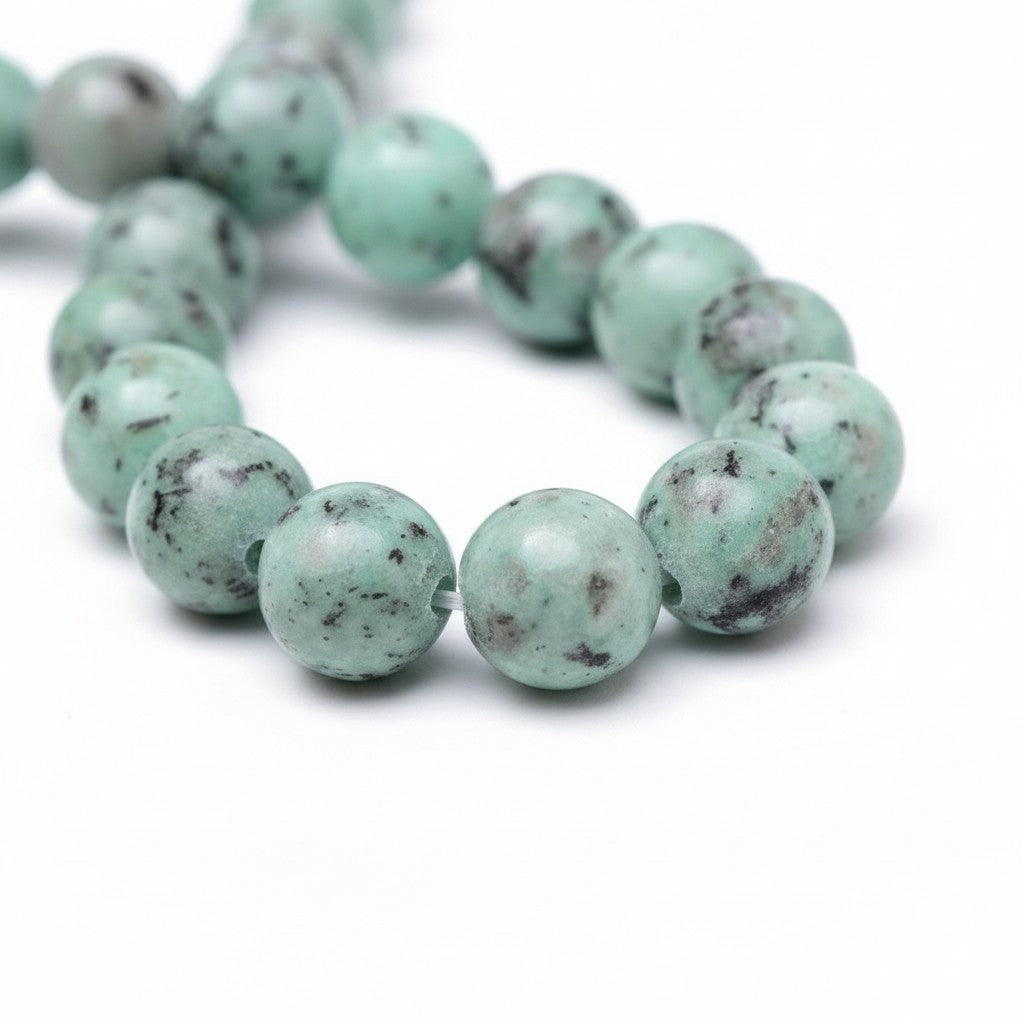 Strand of Sesame Jasper/Kiwi Jasper Gemstone Beads - 8mm