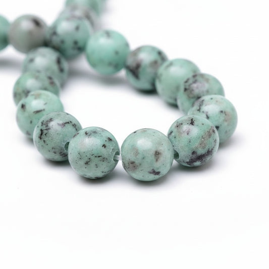 Strand of Sesame Jasper/Kiwi Jasper Gemstone Beads - 8mm