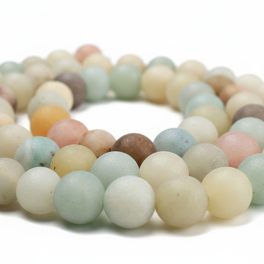 Strand of Flower Amazonite Gemstone Beads - 4mm