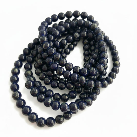 Strand of Lustered Glass Dark Blue Beads Round - Size 8mm