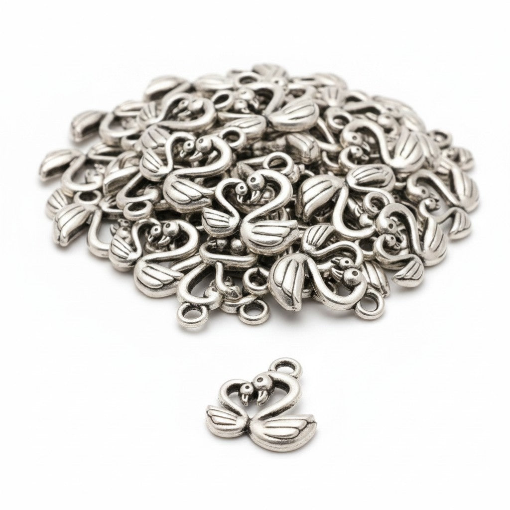 Double Swan Charm - Pack of 10