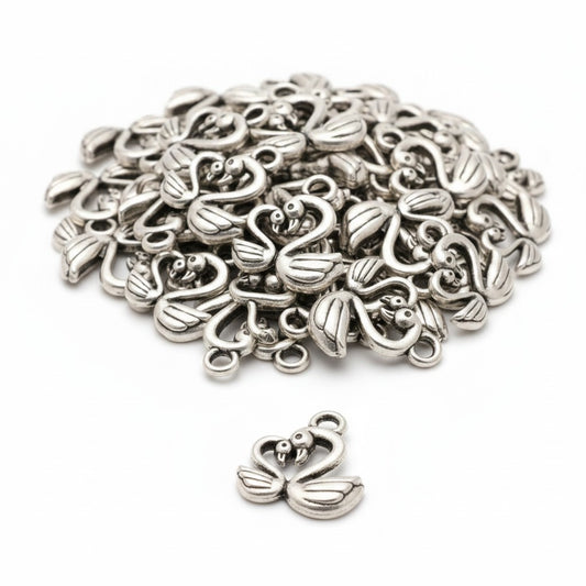 Double Swan Charm - Pack of 10
