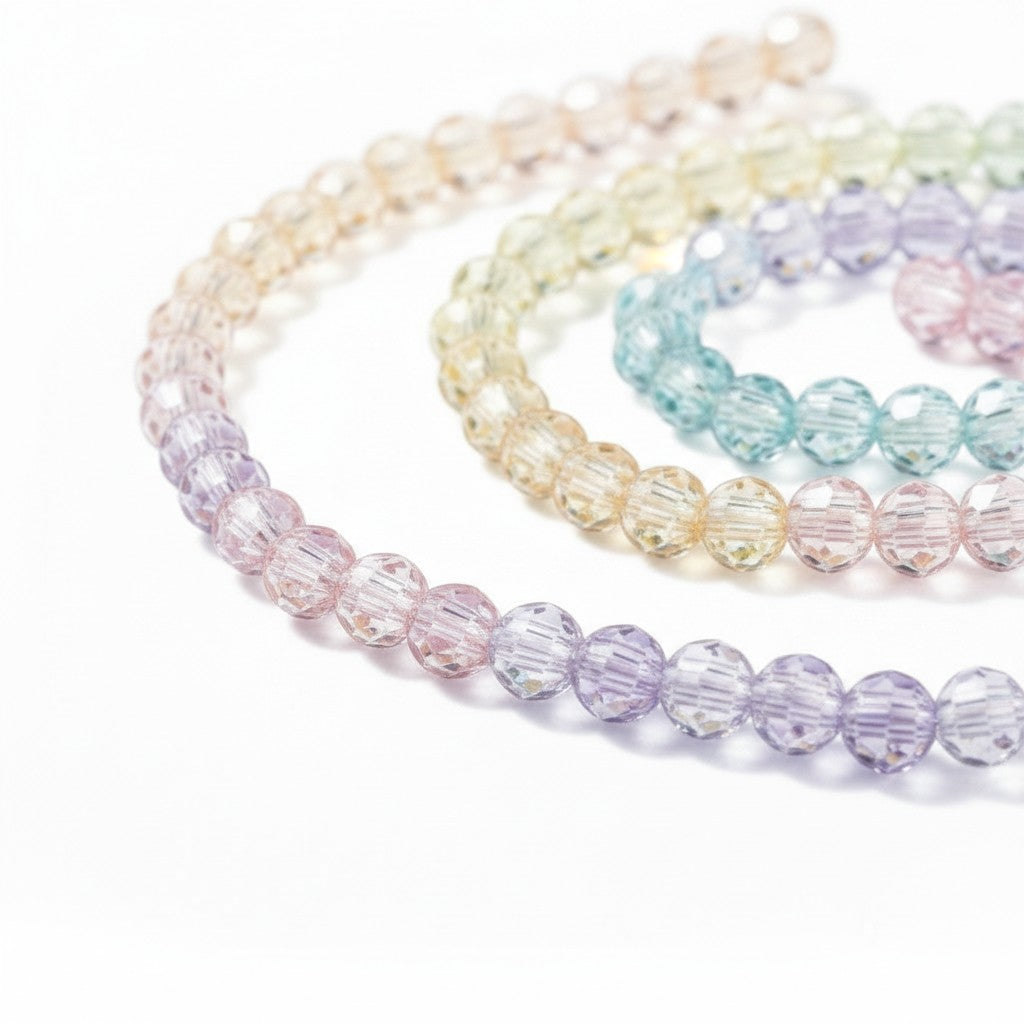 Stand of Segmented Multi-Colour Glass Beads - 4mm