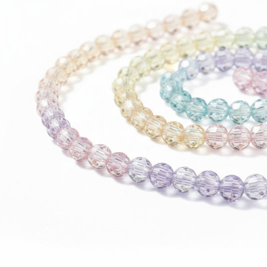 Stand of Segmented Multi-Colour Glass Beads - 4mm