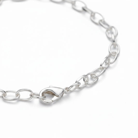 Silver Plated Lobster Clasp Bracelet 8" - Pack of 6