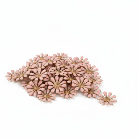 Flower Enamel Pink Embellishments - Pack of 10
