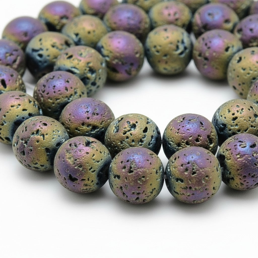 Strand of Multi Colour Lava Rock Beads - 8mm