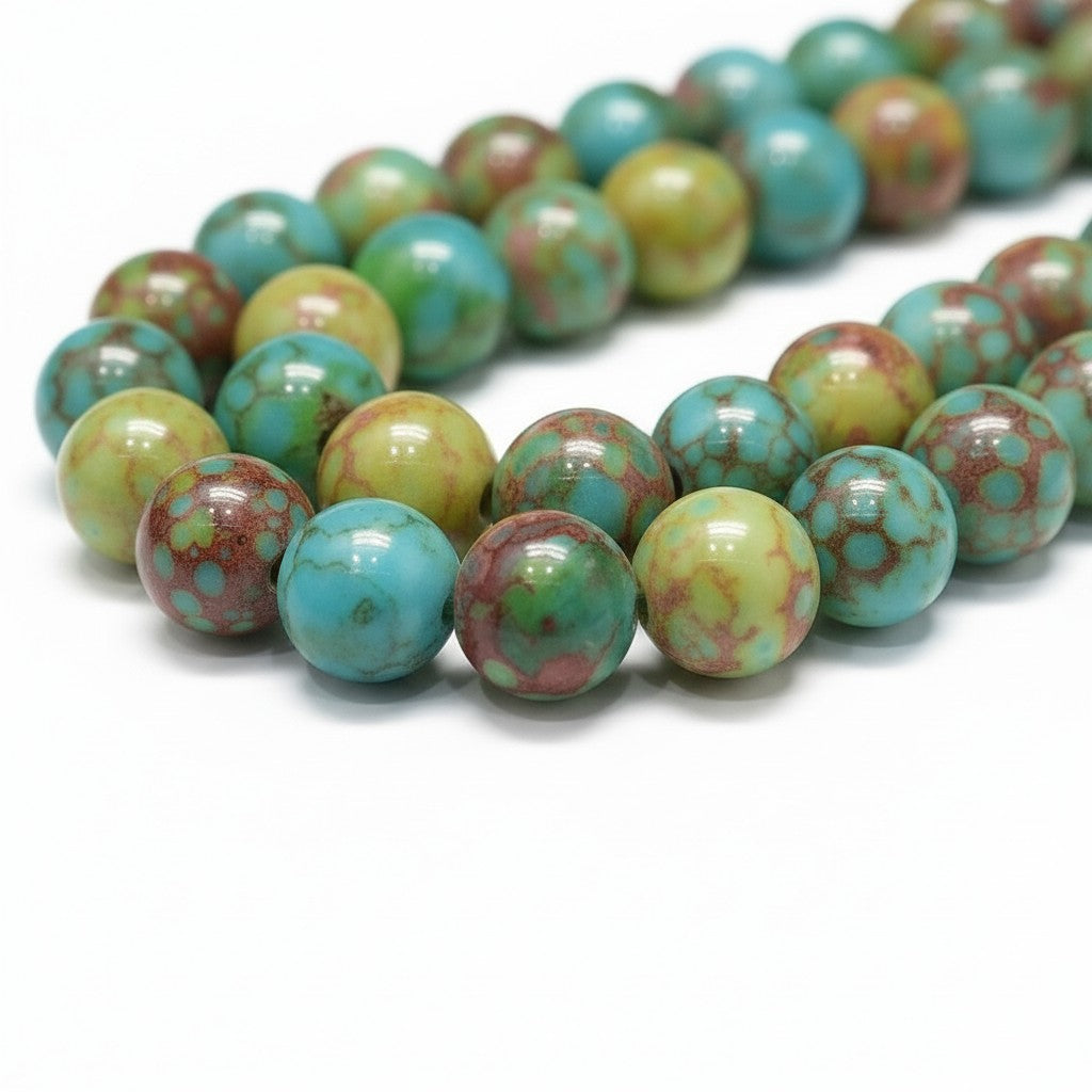 Lustered Glass Sea Green Beads Round - 8mm
