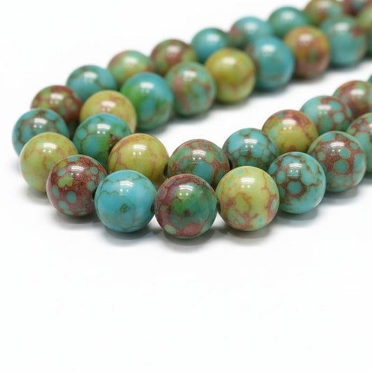 Lustered Glass Sea Green Beads Round - 8mm