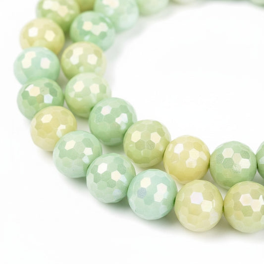 Strand of Faceted Mixed Aquamarine Colour Glass Beads - 8mm