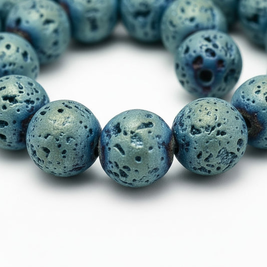 Strand of Blue Lava Rock Beads - 8mm