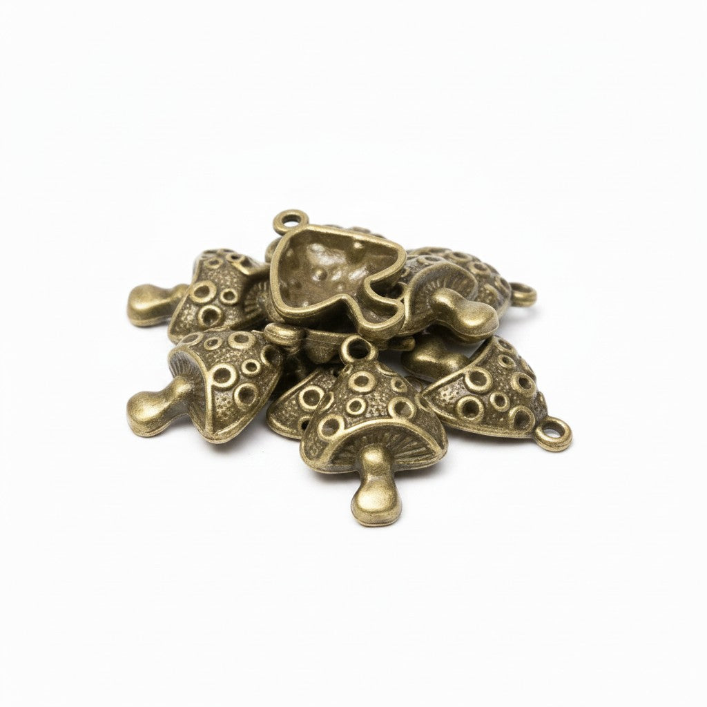 Bronze Tone Mushroom Pendant - 26mm