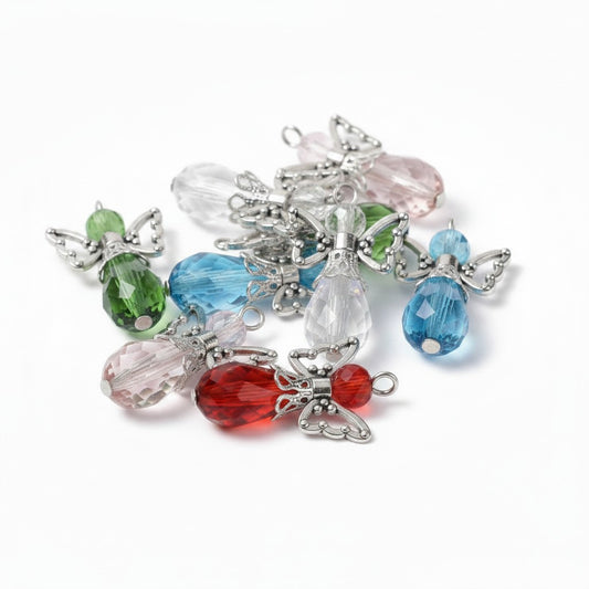 Angel Electroplate Mixed Glass Pendants - Pack of 10