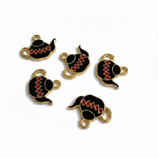 Tea Pot Enamel Charms - 5 pack
