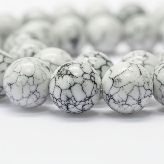 Lustered Glass Beads Round 10mm - Snow