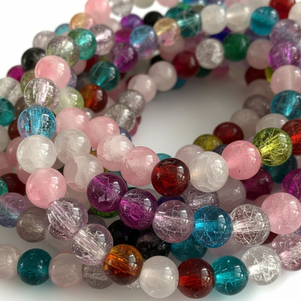 Strand of Mixed Glass Beads - Size 8mm