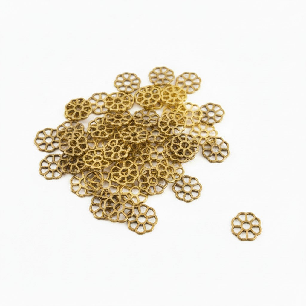 Flower Charms Antique Gold - 50 Pack